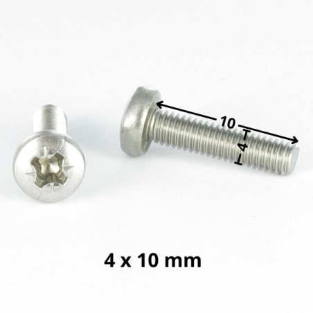 1 x Metalliruuvit leveä kupukantainen Pozi PZ10 M4X10 Sinkitty teräs