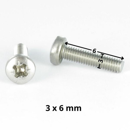 1 x Metalliruuvit leveä kupukantainen Pozi PZ9 M3X6 Sinkitty teräs mikroruuvi