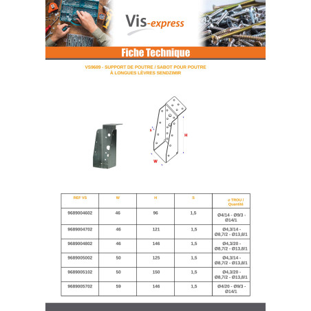 1 x Palkkikenkä SÄDE B HUULI Pitkä Sendzimir 46X121