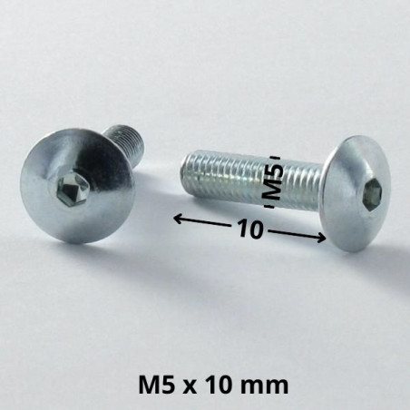 1 x Ruuvi "Kupolipultti M5X10 Avain 3 HC3 Sinkitty teräs