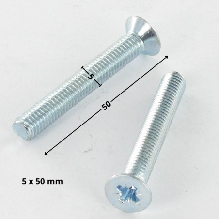 1 x Metalliruuvit uppokantainen Pozi PZ10 M5X50 Sinkitty teräs