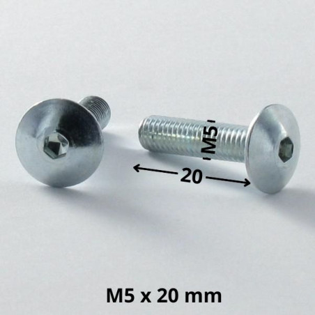 1 x Ruuvi "Kupolipultti M5X20 Avain 3 HC3 Sinkitty teräs
