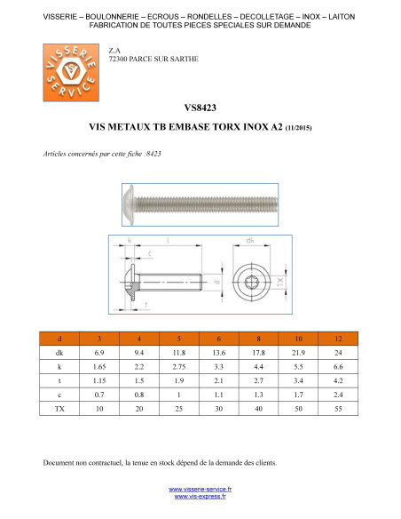 1 x Metalliruuvit Kupupää Laippakanta TORX T20 M4X6 Kokonaan kierteytetty Ruostumaton teräs A2