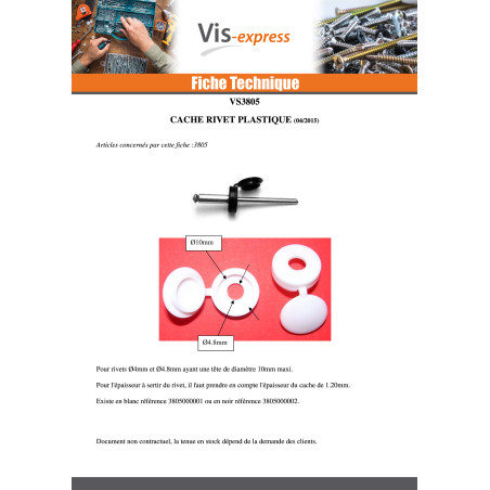 1 x Suojus Niitti Hvit polyetylen