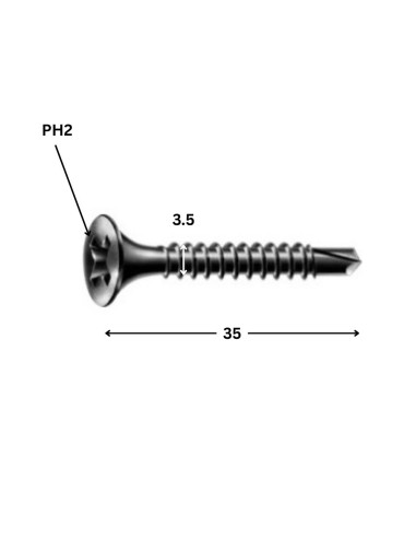 1 x PVC-ruuvi Spax 3,5x35 Teräsfosfaatti GIX-D