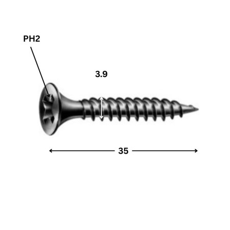 1 x PVC-ruuvi Spax 3,9x35 Teräsfosfaatti GIX-A