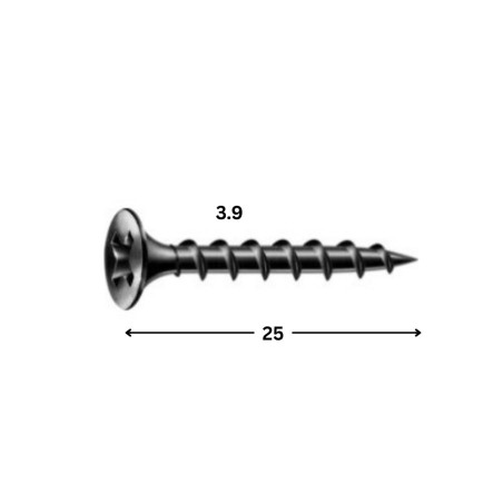 1 x PVC-ruuvi Spax 3,9 x 25 Teräsfosfaatti GIX-B