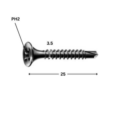 1 x PVC-ruuvi Spax 3,5 x 25 Teräsfosfaatti GIX-D