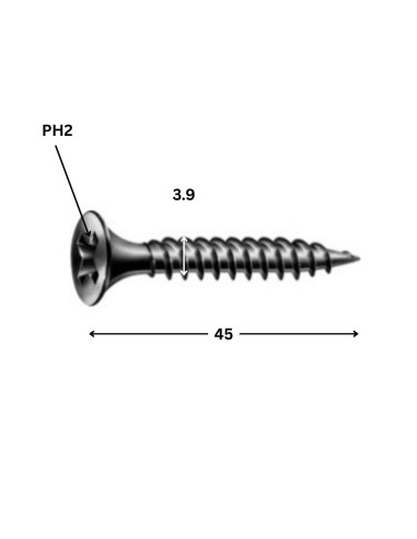 1 x PVC-ruuvi Spax 3,9 x 25 Teräsfosfaatti GIX-A