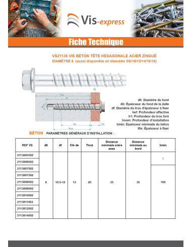 1 x Betoniruuvi Kuusiopää TH Laippakanta T13...