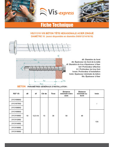 1 x Betoniruuvi Kuusiopää TH Laippakanta TORX...