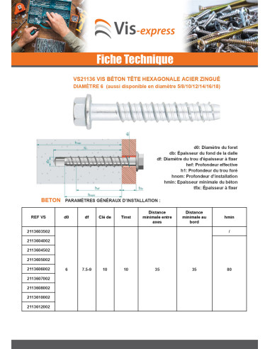1 x Betoniruuvi Kuusiopää TH Laippakanta TORX...