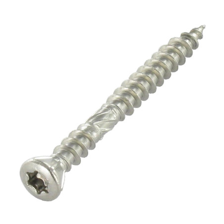 1 x Terassiruuvi TEKOR Kaksoiskierre uppokantainen TORX T25 5x50 "Halkeamista estävä kärki Ruostumaton teräs A2