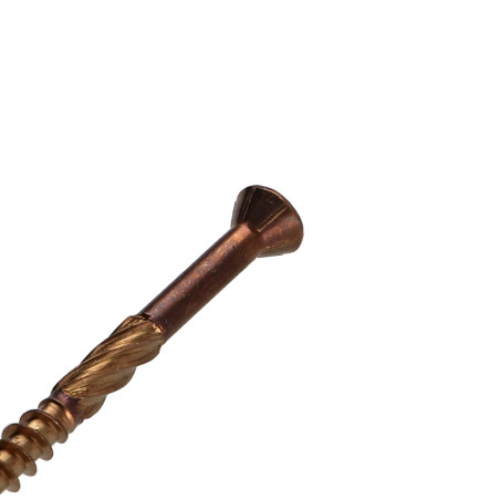 1 x Terassiruuvi TEKOR uppokantainen Uritettu TORX T25 "Halkeamista estävä kärki 5x70 Ruostumaton teräs A2 Ruskea