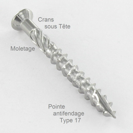 1 x Terassiruuvi TEKOR Kupumainen uppokanta TORX T15 4X40 "Halkeamista estävä kärki Ruostumaton teräs A4
