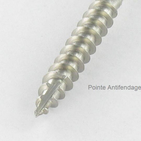 1 x Terassiruuvi TEKOR Kaksoiskierre uppokantainen TORX T25 5X80 "Halkeamista estävä kärki Ruostumaton teräs A2