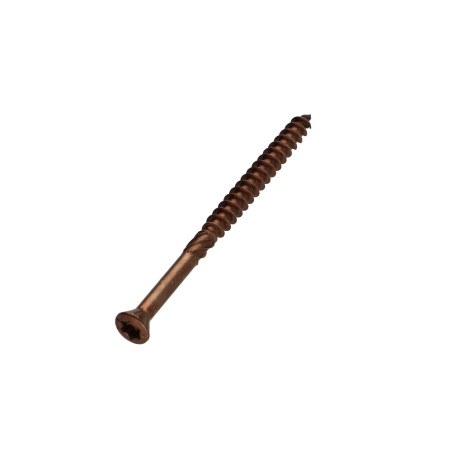 1 x Terassiruuvi TEKOR Kupumainen uppokanta TORX T25 5X80 "Halkeamista estävä kärki Ruostumaton teräs A4 Ruskea