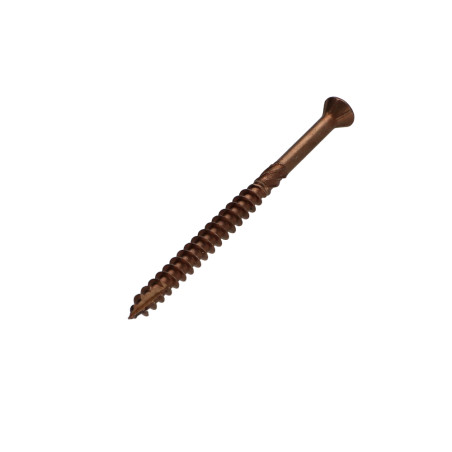 1 x Terassiruuvi TEKOR Kupumainen uppokanta TORX T25 5X80 "Halkeamista estävä kärki Ruostumaton teräs A4 Ruskea