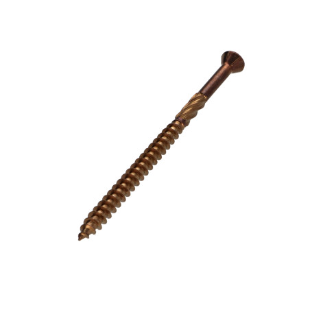 1 x Terassiruuvi TEKOR uppokantainen Uritettu TORX T25 "Halkeamista estävä kärki 5X80 Ruostumaton teräs A2 Ruskea