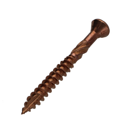 1 x Terassiruuvi TEKOR Kupumainen uppokanta TORX T25 5x50 "Halkeamista estävä kärki Ruostumaton teräs A4 Ruskea