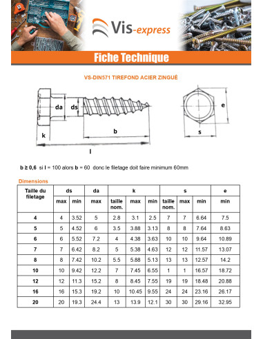 1 x Ankkuriruuvit 8x25 Sinkitty teräs