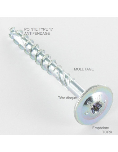 1 x Puuruuvi Levypää TORX T40 10x100 Sinkitty...
