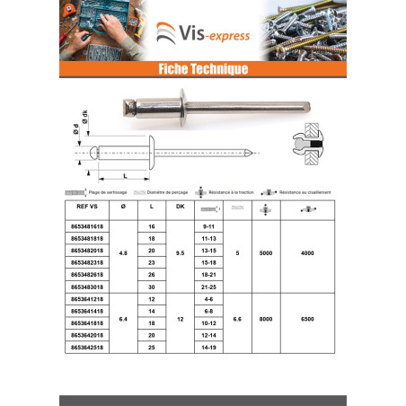 1 x Vetoniitti Täysin Ruostumatonta Terästä TRS 4X16 Kiristimen paksuus 9 to 12