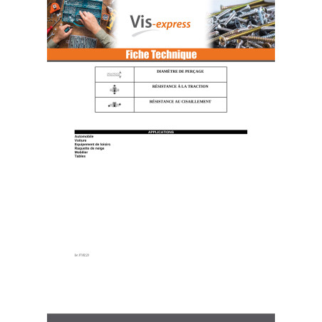 1 x "Sokkoniitti 4X12 Kiristimen paksuus 6 to 8 Erittäin suuri pää (TEL/tête extra large) ALX