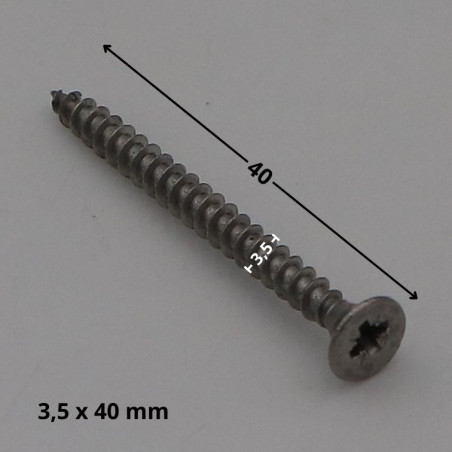 1 x Puuruuvi Ruostumaton teräs A2 uppokantainen Pozi 3,5x40