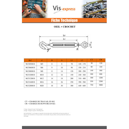 1 x Vanttiruuvi koukku/rengas M8X120 Silmukka 11 Ruostumaton teräs A4