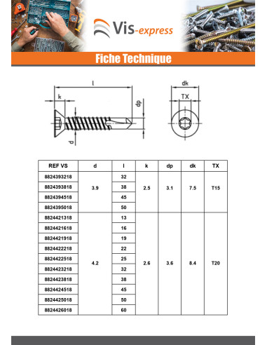 1 x Itseporautuva ruuvi uppokantainen 5,5x38...