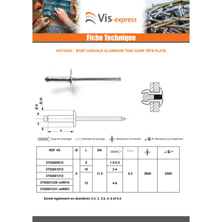 1 x "Sokkoniitti 6X12 Kiristimen paksuus 4 to 6 Vakio pyöreä kanta RAL 9016 signaalivalkoinen