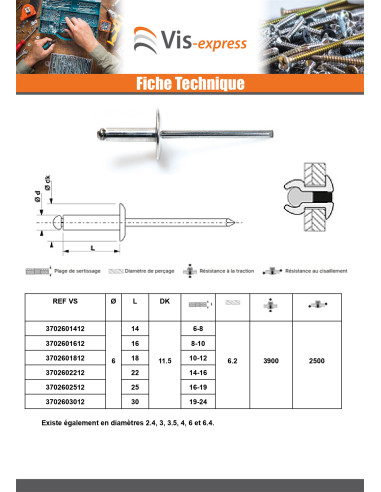 1 x "Sokkoniitti 6X12 Kiristimen paksuus 4 to 6...