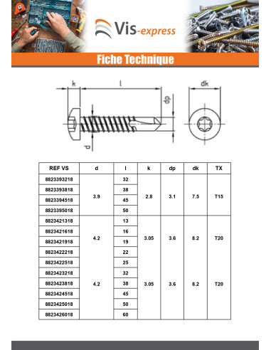 1 x Itseporautuva ruuvi Lieriöpää 4,8x25 TORX...