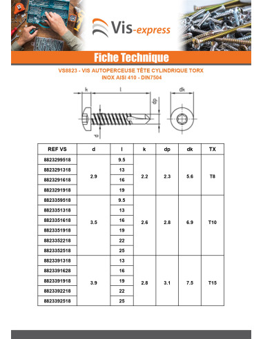 1 x Itseporautuva ruuvi Lieriöpää 4,2x50 TORX...