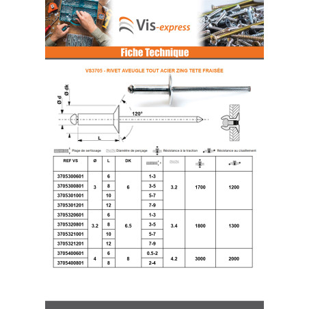 1 x KokoterÃ¤ksinen sokkoniitti PIRISTYS 6.4x35 Kiristimen paksuus 23 to 28 uppokantainen