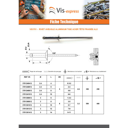 1 x "Sokkoniitti 2,4x10 Kiristimen paksuus 6 to 8 uppokantainen ALX