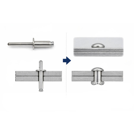 1 x KokoterÃ¤ksinen sokkoniitti PIRISTYS 4x8 Kiristimen paksuus 2 to 4 uppokantainen
