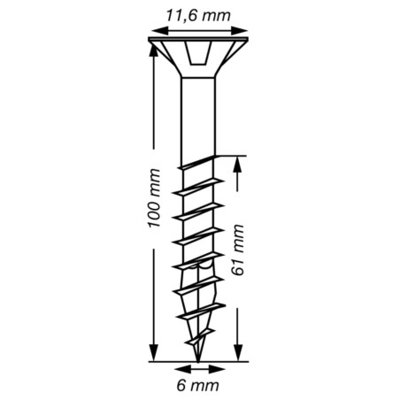 1 x Spax T-STAR LISÄÄ uppokantainen TORX T30 Ruostumaton teräs A2 6x100 Kierteytetty kohteessa 61