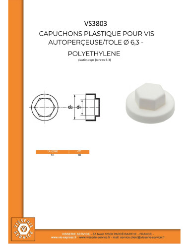1 x Suojus Kuusiopää TH Polyetylen RAL 9010...