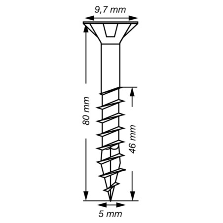 1 x Spax T-STAR LISÄÄ uppokantainen TORX T20 Ruostumaton teräs A2 5X80 Kierteytetty kohteessa 46
