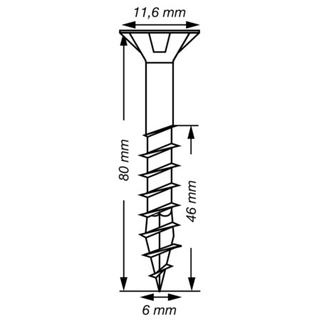 1 x Spax T-STAR LISÄÄ uppokantainen TORX T30 Ruostumaton teräs A2 6x80 Kierteytetty kohteessa 46