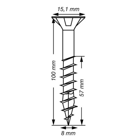 1 x Spax T-STAR LISÄÄ uppokantainen TORX T40 Ruostumaton teräs A2 8x100 Kierteytetty kohteessa 57