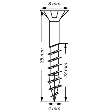1 x Spax T-STAR LISÄÄ uppokantainen TORX T20 Ruostumaton teräs A2 4X35 Kierteytetty kohteessa 23