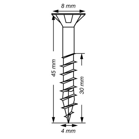 1 x Spax T-STAR LISÄÄ uppokantainen TORX T20 Ruostumaton teräs A2 4X45 Kierteytetty kohteessa 30