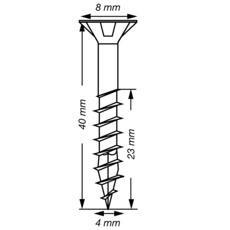1 x Spax T-STAR LISÄÄ uppokantainen TORX T20 Ruostumaton teräs A2 4X40 Kierteytetty kohteessa 23