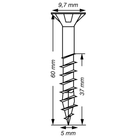 1 x Spax T-STAR LISÄÄ uppokantainen TORX T20 Ruostumaton teräs A2 5x60 Kierteytetty kohteessa 37