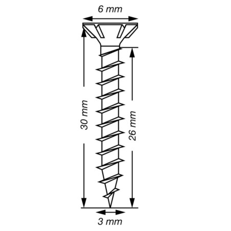1 x Spax T-STAR LISÄÄ uppokantainen TORX T10 Ruostumaton teräs A2 3x30 Kokonaan kierteytetty mikroruuvi