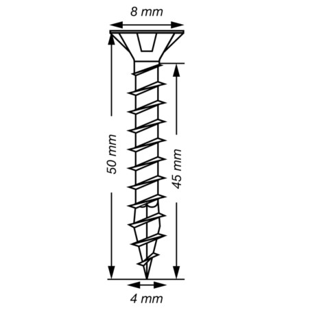 1 x Spax T-STAR LISÄÄ uppokantainen TORX T20 Ruostumaton teräs A2 4X60 Kokonaan kierteytetty