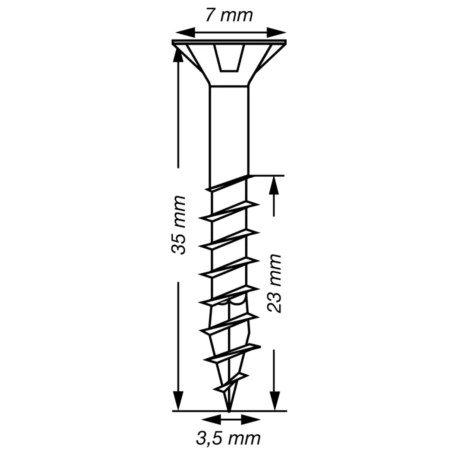 1 x Spax T-STAR LISÄÄ uppokantainen TORX T15 Ruostumaton teräs A2 3,5x35 Kierteytetty kohteessa 23